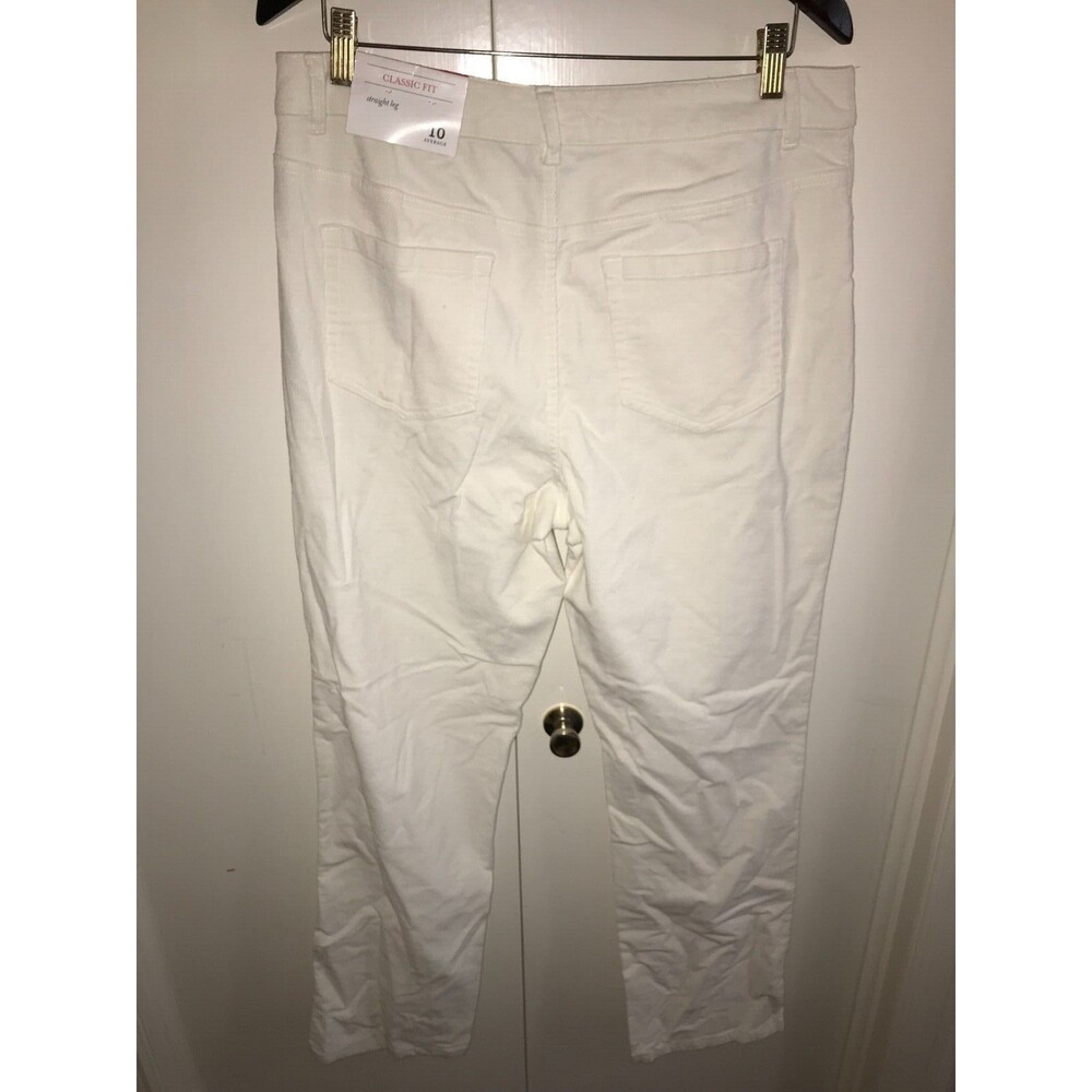 New! Christopher Banks White Pants Shaped Fit Straight Leg Size 10 34 x  31